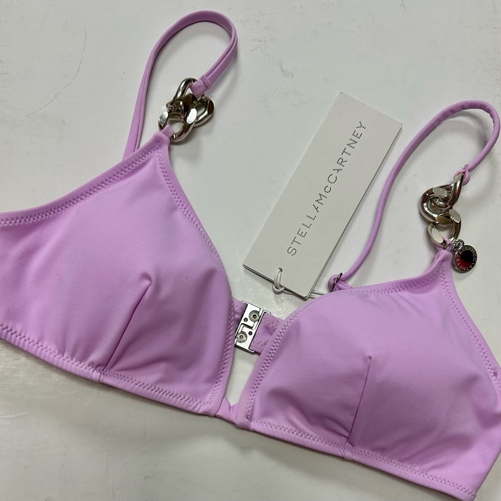 Stella McCartney Falabella Chain Embellished Padded Triangle Bikini Top